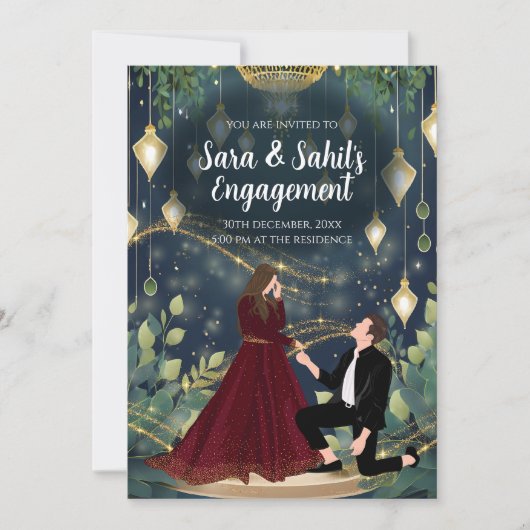 インディアン婚約招待リングや輪式招待状 招待状 (正面)