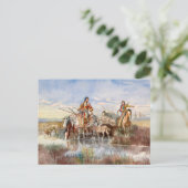 インディアン家族とトラヴォイスby Charles M. Russell シーズンポストカード (スタンド正面)