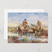 インディアン家族とトラヴォイスby Charles M. Russell シーズンポストカード (正面/裏面)