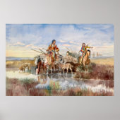 インディアン家族とトラヴォイスby Charles M. Russell ポスター (正面)