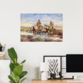 インディアン家族とトラヴォイスby Charles M. Russell ポスター (ホームオフィス)