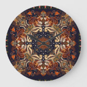 インディアン対称:ヴィンテージ民族オーナメント ラージ壁時計 (正面)