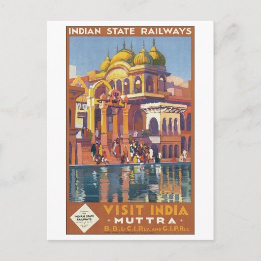 インディアン州鉄道がインドムットラを訪れる ポストカード (正面)