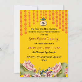 インディアン引っ越し祝いパーティー式 招待状