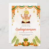 インディアン引っ越し祝いパーティー招待グルハプラベサム 招待状 (正面/裏面)