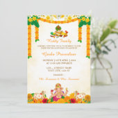 インディアン引っ越し祝いパーティー招待状カードグルハプラヴェシュ 招待状 (スタンド正面)