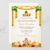 インディアン引っ越し祝いパーティー招待状カードグルハプラヴェシュ 招待状 (正面/裏面)