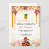 インディアン引っ越し祝いパーティー招待状カードグルハプラヴェシュ 招待状 (正面/裏面)