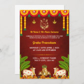 インディアン引っ越し祝いパーティー招待状カードグルハプラヴェシュ 招待状 (正面/裏面)