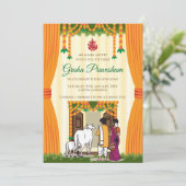 インディアン引っ越し祝いパーティー招待状デジタルグルハプラヴェスム 招待状 (スタンド正面)