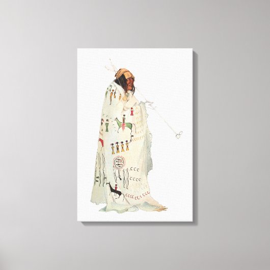 インディアン戦士パイプポートレートバイカールボドマー キャンバスプリント (正面)