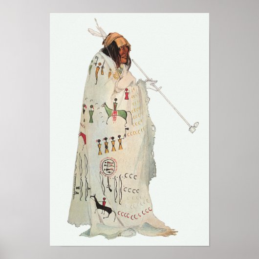 インディアン戦士パイプポートレートバイカールボドマー ポスター (正面)
