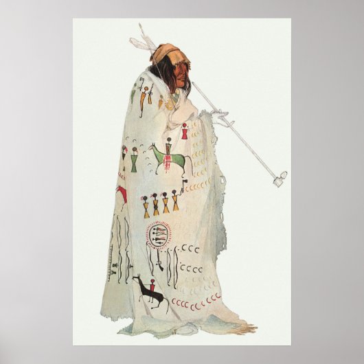 インディアン戦士パイプポートレートバイカールボドマー ポスター (正面)