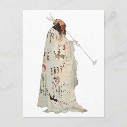 インディアン戦士パイプポートレートバイカールボドマー ポストカード (正面)
