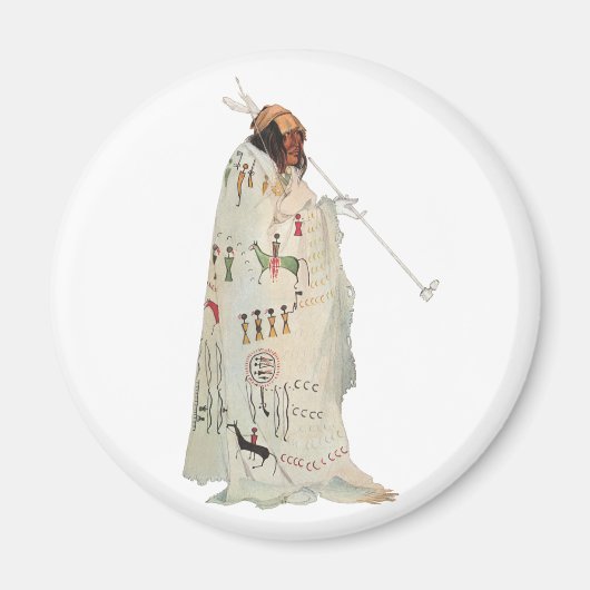 インディアン戦士パイプポートレートバイカールボドマー マグネット (正面)