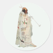 インディアン戦士パイプポートレートバイカールボドマー ラウンドシール (正面)