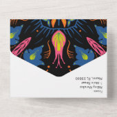 インディアン手描きフローラゾウ・メダリオン オールインワン招待状 (裏面)