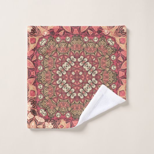 インディアン抽象芸術メダリオンパターン。ボホとジプシー ウォッシュタオル (ウォッシュタオル)