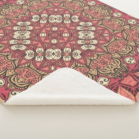 インディアン抽象芸術メダリオンパターン。ボホとジプシー シェルパブランケット (3/4)