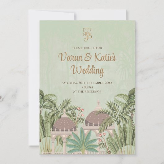 インディアン招待状デジタル&インディアン結婚カード 招待状 (正面)