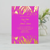 インディアン描ヒンドゥーのフローラ結婚の圧迫 箔招待状 (立ち正面)