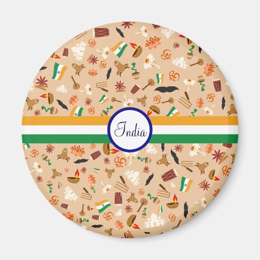 インディアン文化品(国旗と文字) マグネット (正面)