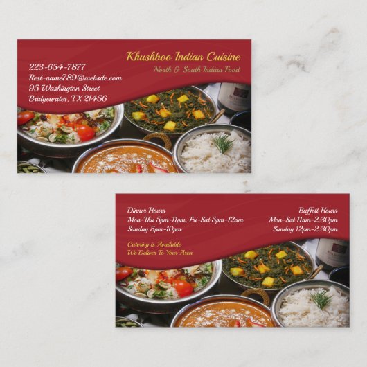 インディアン料理の名刺 名刺 (正面/裏面)