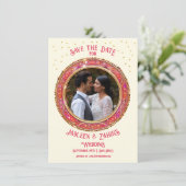 インディアン新郎新婦の日付を保存 招待状 (スタンド正面)