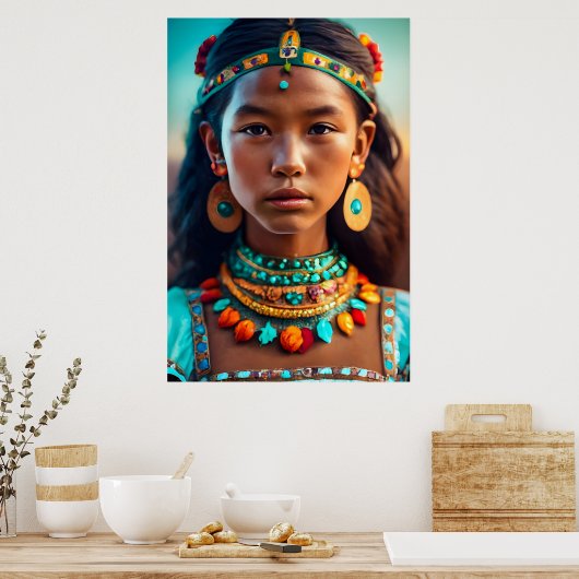 インディアン族の美しい少女 ポスター (キッチン)