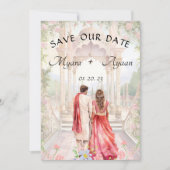 インディアン日付テンプレートインディアン結婚のカードの保存 招待状 (正面)