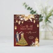 インディアン日付マルーン金ゴールド踊りカップルの保存 (スタンド正面)