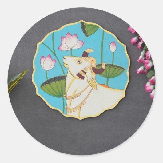 インディアン有名ピッ絵を描ワイのステッカー ラウンドシール (正面)