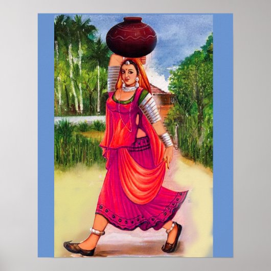インディアン村の女性ポスターデザイン ポスター (正面)