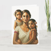 インディアン母と双子の娘、母の日 カード (正面)