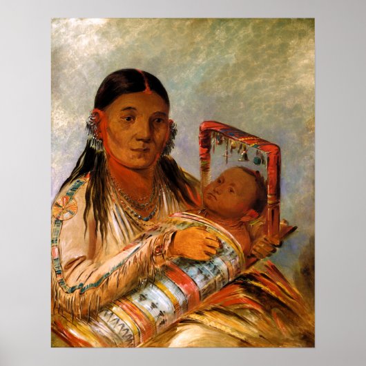 インディアン母と子供by George Catlin-1836 ポスター (正面)
