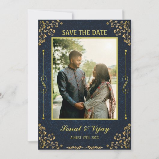 インディアン王室のヒンドゥー結婚ズGaneshaロゴゴールデン 招待状 (裏面)