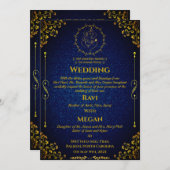 インディアン王室のヒンドゥー結婚ズGaneshaロゴGolden Inv 招待状 (正面/裏面)