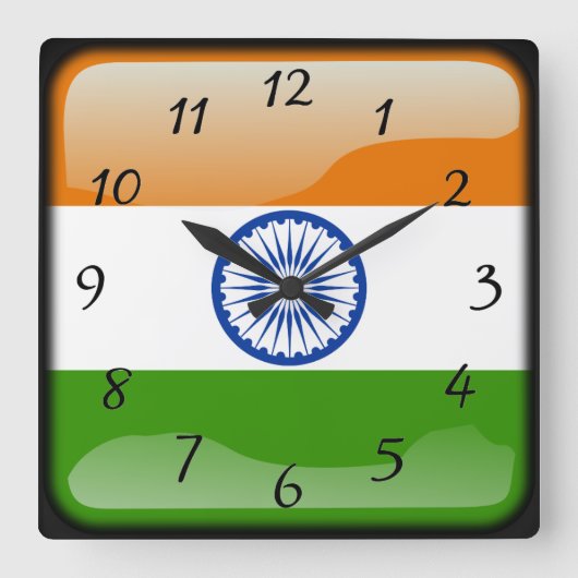 インディアン研磨 スクエア壁時計 (正面)