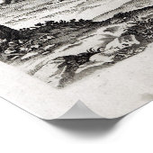 インディアン祈ののまわりに火、版木、銅版、版画 ポスター (角)