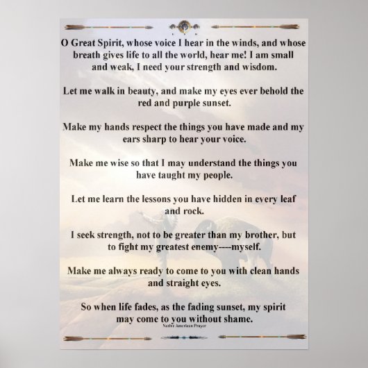 インディアン祈りの言葉-1 ポスター (正面)