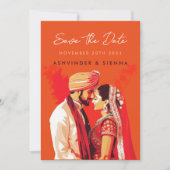 インディアン結婚のカップルが日付を保存する セーブザデート (正面)