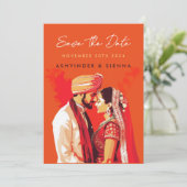 インディアン結婚のカップルが日付を保存する セーブザデート (スタンド正面)