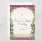 インディアン結婚のカードとデジタルインディアン招待状 招待状 (正面/裏面)