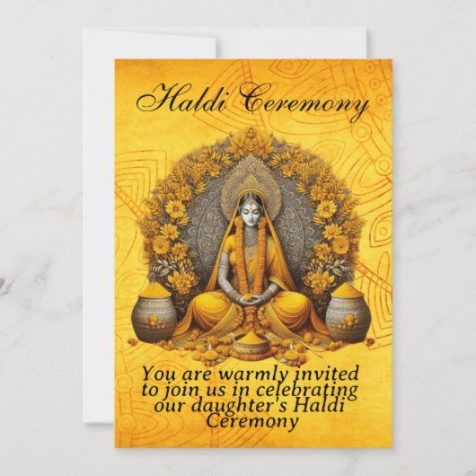 インディアン結婚のターメリック式の招待状 セーブザデート (正面)