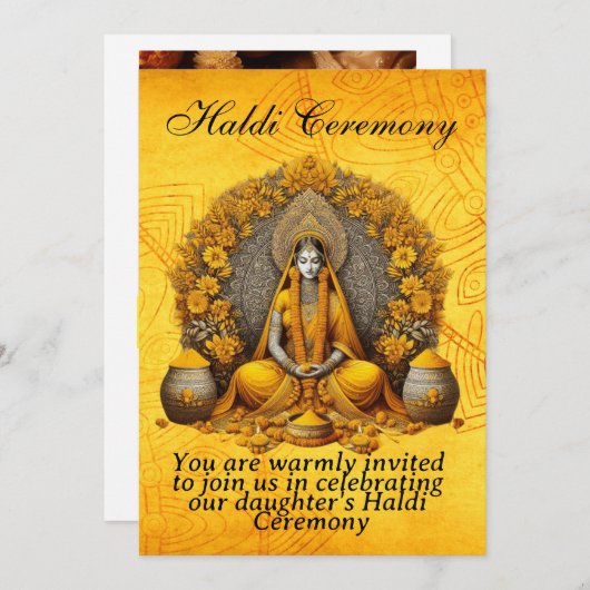 インディアン結婚のターメリック式の招待状 セーブザデート (正面/裏面)