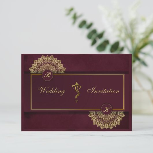 インディアン結婚のヒンドゥー教のガネーシャへの招待 招待状 (スタンド正面)