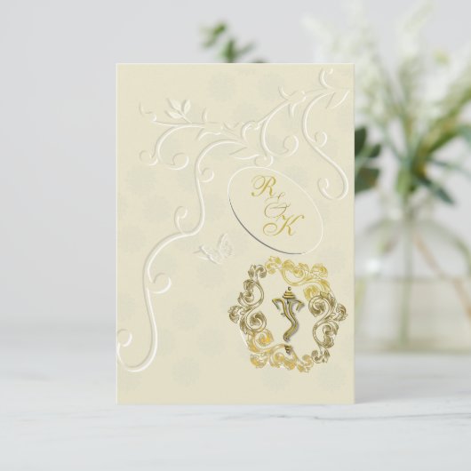 インディアン結婚のヒンドゥー教のガネーシャへの招待 招待状 (スタンド正面)