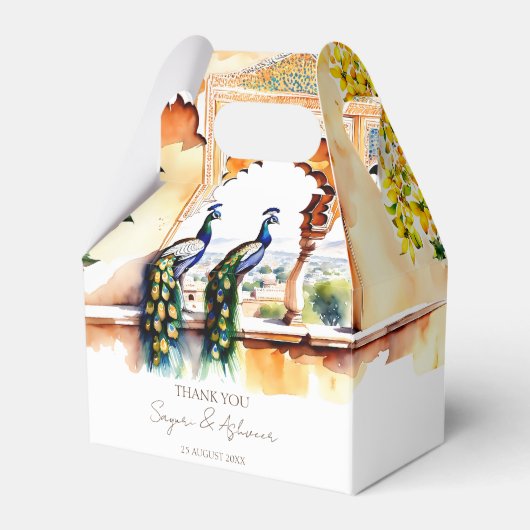 インディアン結婚のピーコックジャイプールパレスカスタムの恩恵 フェイバーボックス (正面サイド)