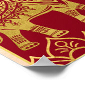 インディアン結婚のマルーン金ゴールドゾウ蓮の歓迎 ポスター (角)