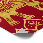 インディアン結婚のマルーン金ゴールドゾウ蓮の歓迎 ポスター (角)